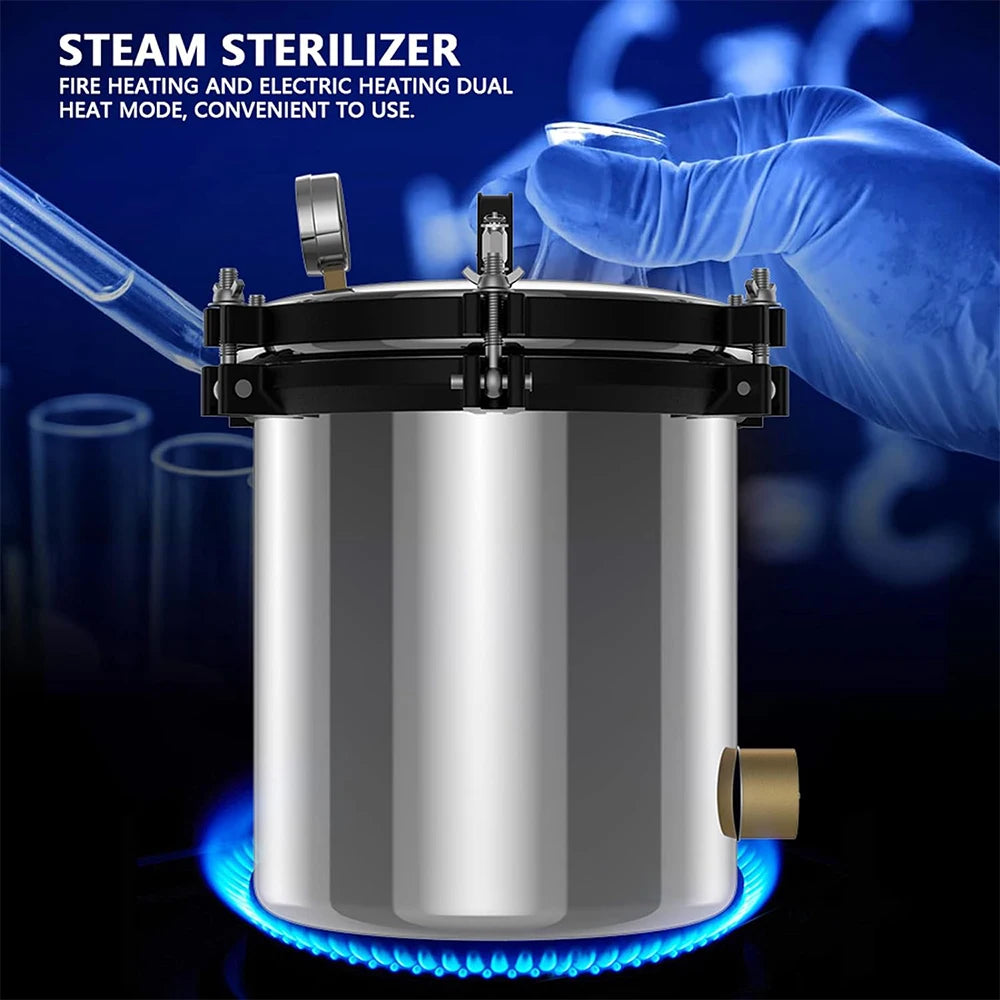 24L / 18L Portable LPG & Electric Steam Autoclave – Medical, Dental, Laboratory, and Mushroom Sterilizer