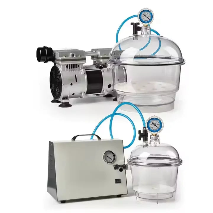 Laboratory Plastic Vacuum Dryer Desiccator with Cover, Double Valve & Pressure Gauge