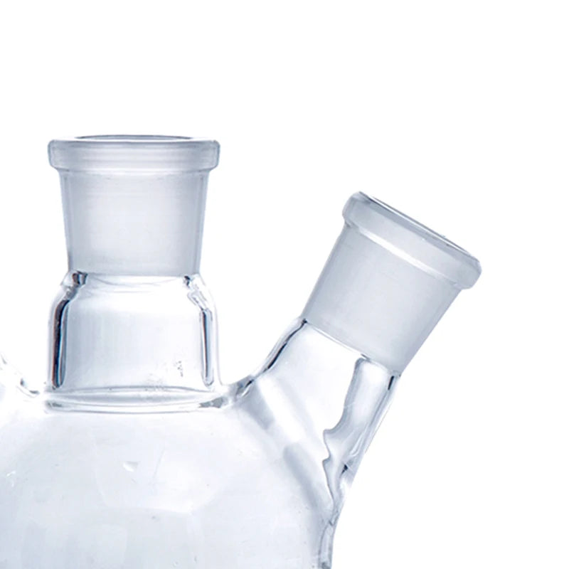 Borosilicate Glass Three-Neck Round-Bottom Boiling Flask with Straight Side Joints for Laboratory Distillation