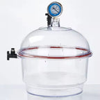 Laboratory Plastic Vacuum Dryer Desiccator with Cover, Double Valve & Pressure Gauge
