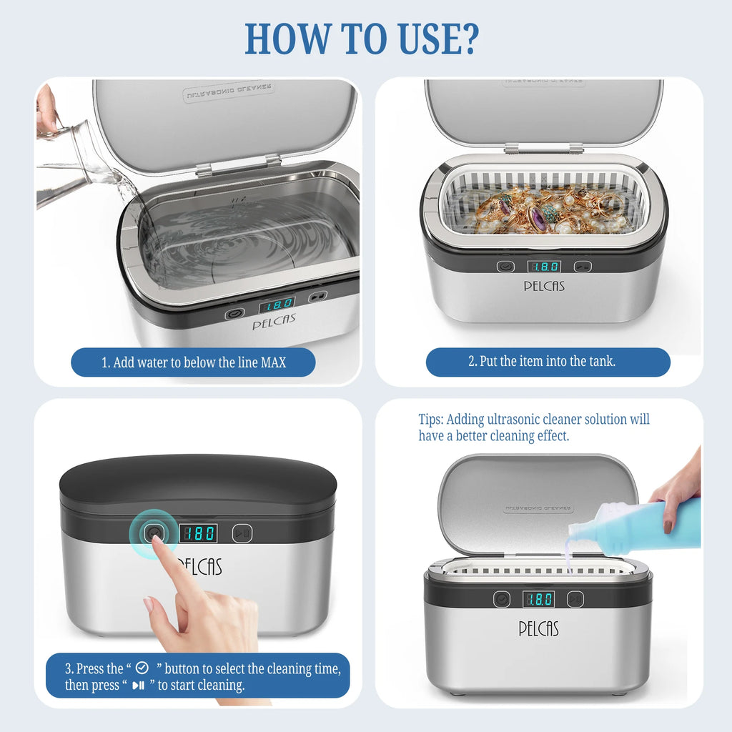 500ml Portable Electric Ultrasonic Cleaner – Mini Household Machine for Watches, Jewellery & Glasses