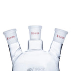 Borosilicate Glass Three-Neck Round-Bottom Boiling Flask with Straight Side Joints for Laboratory Distillation