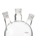 Borosilicate Glass Three-Neck Round-Bottom Boiling Flask with Straight Side Joints for Laboratory Distillation