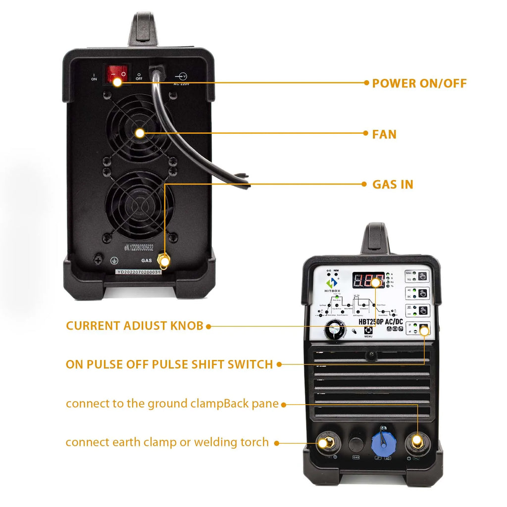 HITBOX HBT250P AC/DC TIG Welding Machine for Aluminium and Steel