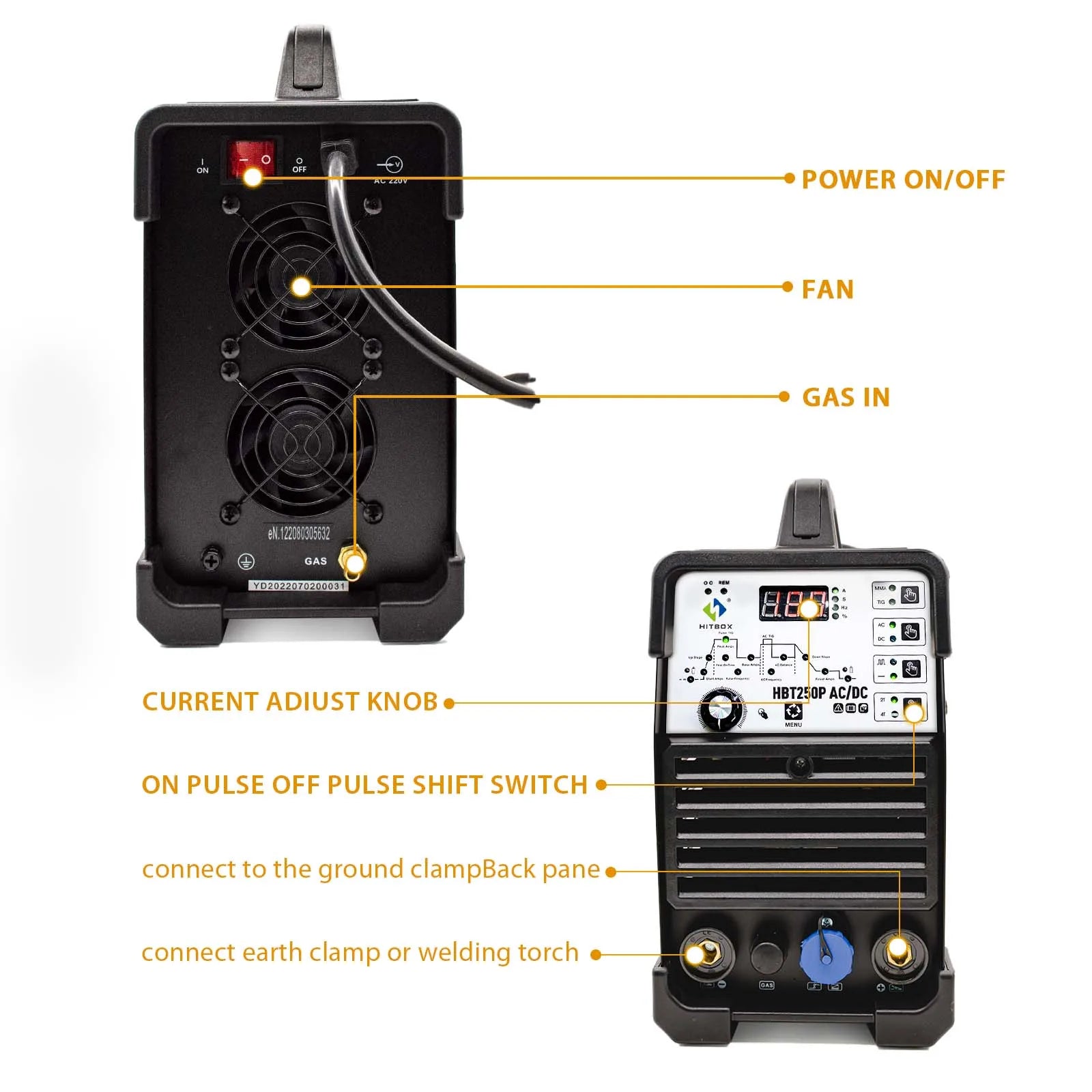 HITBOX HBT250P AC/DC TIG Welding Machine for Aluminium and Steel