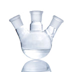 Borosilicate Glass Three-Neck Round-Bottom Boiling Flask with Straight Side Joints for Laboratory Distillation