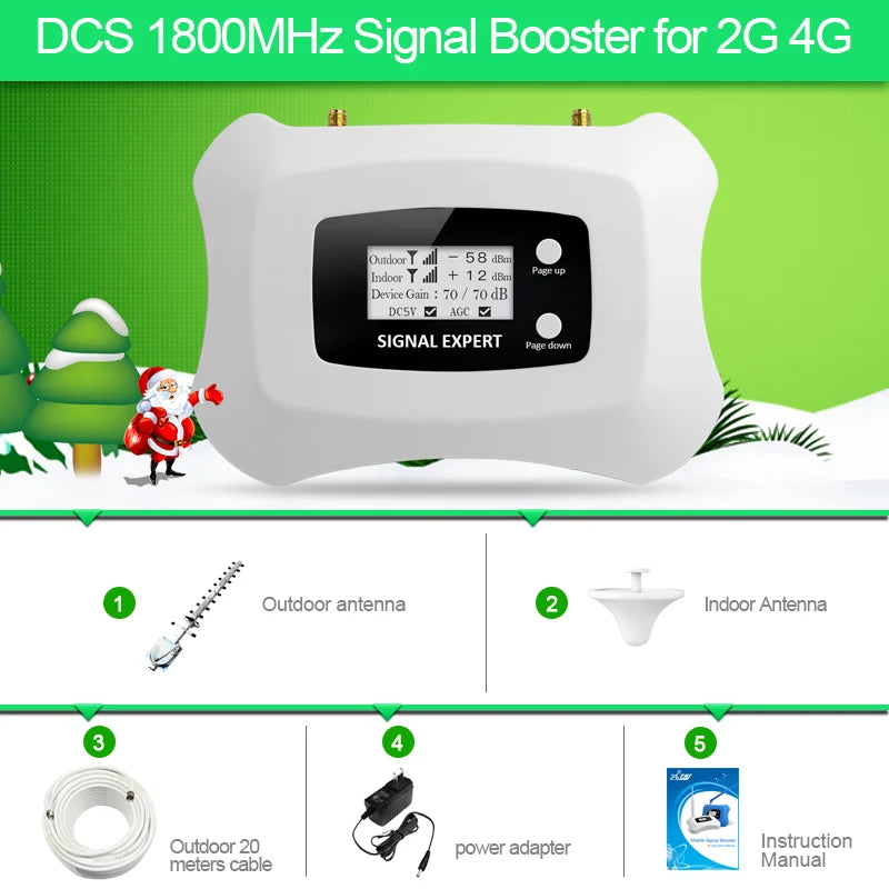ATNJ 1800MHz Mobile Signal Booster Kit – 2G/4G Phone Repeater with Ceiling Antenna for Home Use