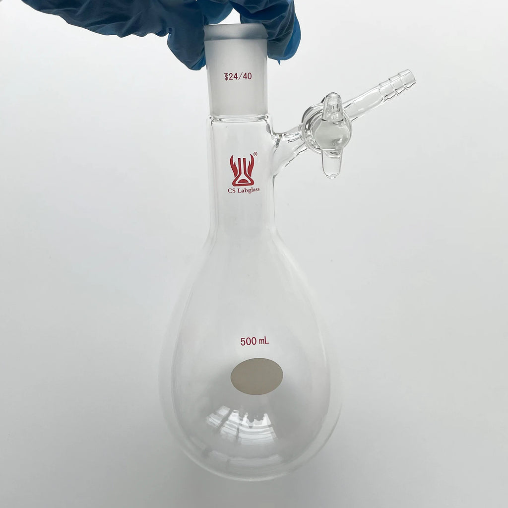 Schlenk Flask 10-1000ml – Pear-Shaped Borosilicate Reaction Flask with Glass Stopcock