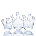 Borosilicate Glass Three-Neck Round-Bottom Boiling Flask with Straight Side Joints for Laboratory Distillation