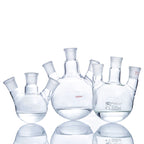 Borosilicate Glass Three-Neck Round-Bottom Boiling Flask with Straight Side Joints for Laboratory Distillation