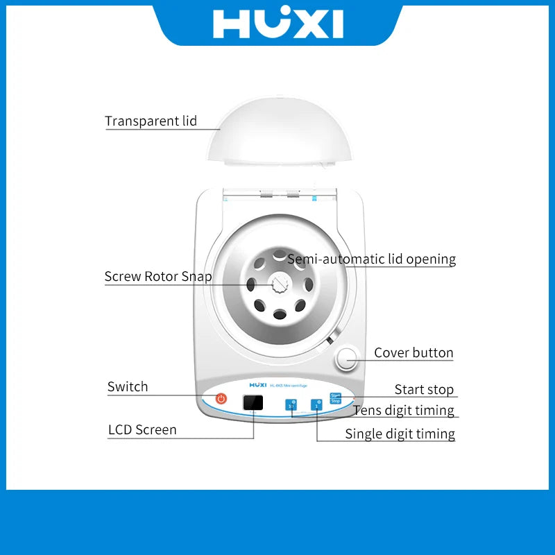 HUXI Mini Laboratory Centrifuge – 0.2/0.5/1.5/2ml Micro Tube Angle Rotor, 4000rpm Low-Speed Lab Centrifuge