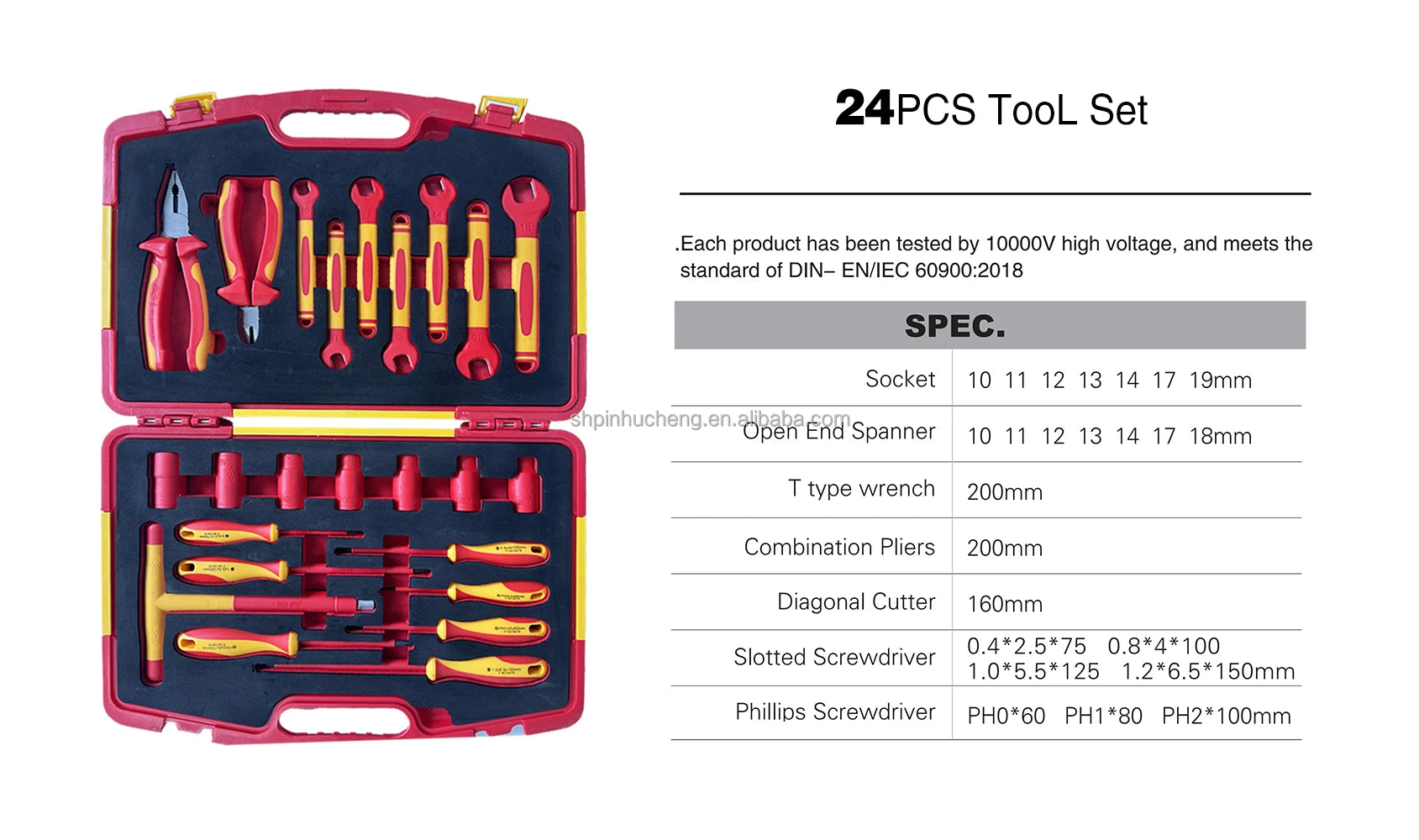 24-Piece 1000V VDE Insulated Hand Tool Set – Wrenches, Pliers & T Tools