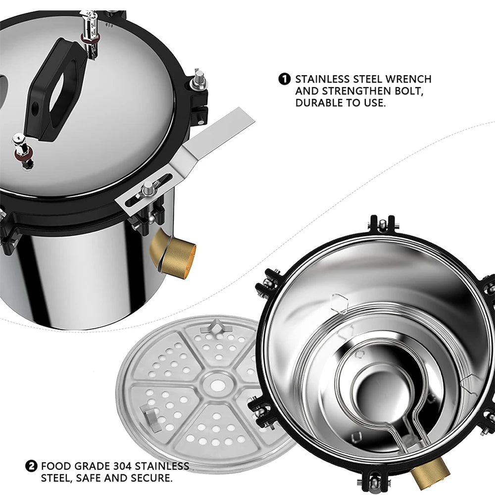 24L / 18L Portable LPG & Electric Steam Autoclave – Medical, Dental, Laboratory, and Mushroom Sterilizer