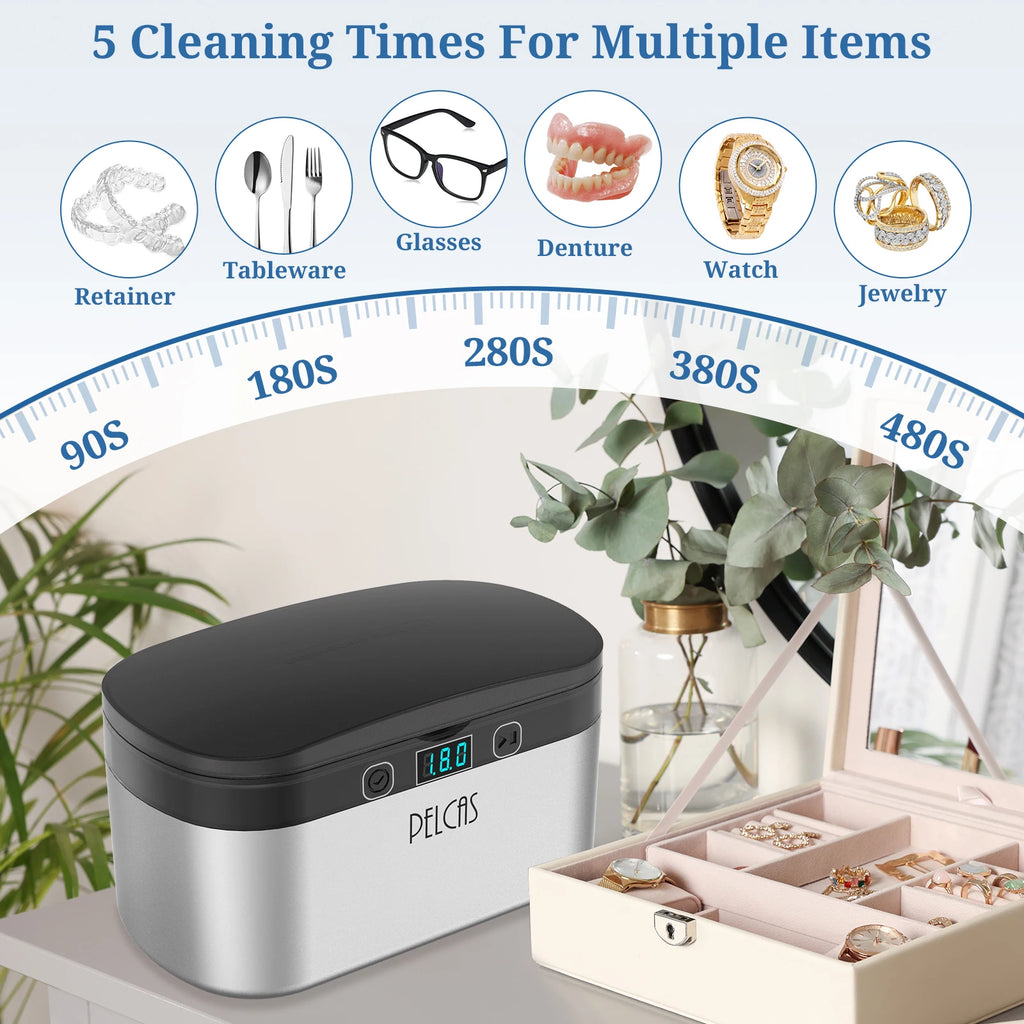 500ml Portable Electric Ultrasonic Cleaner – Mini Household Machine for Watches, Jewellery & Glasses