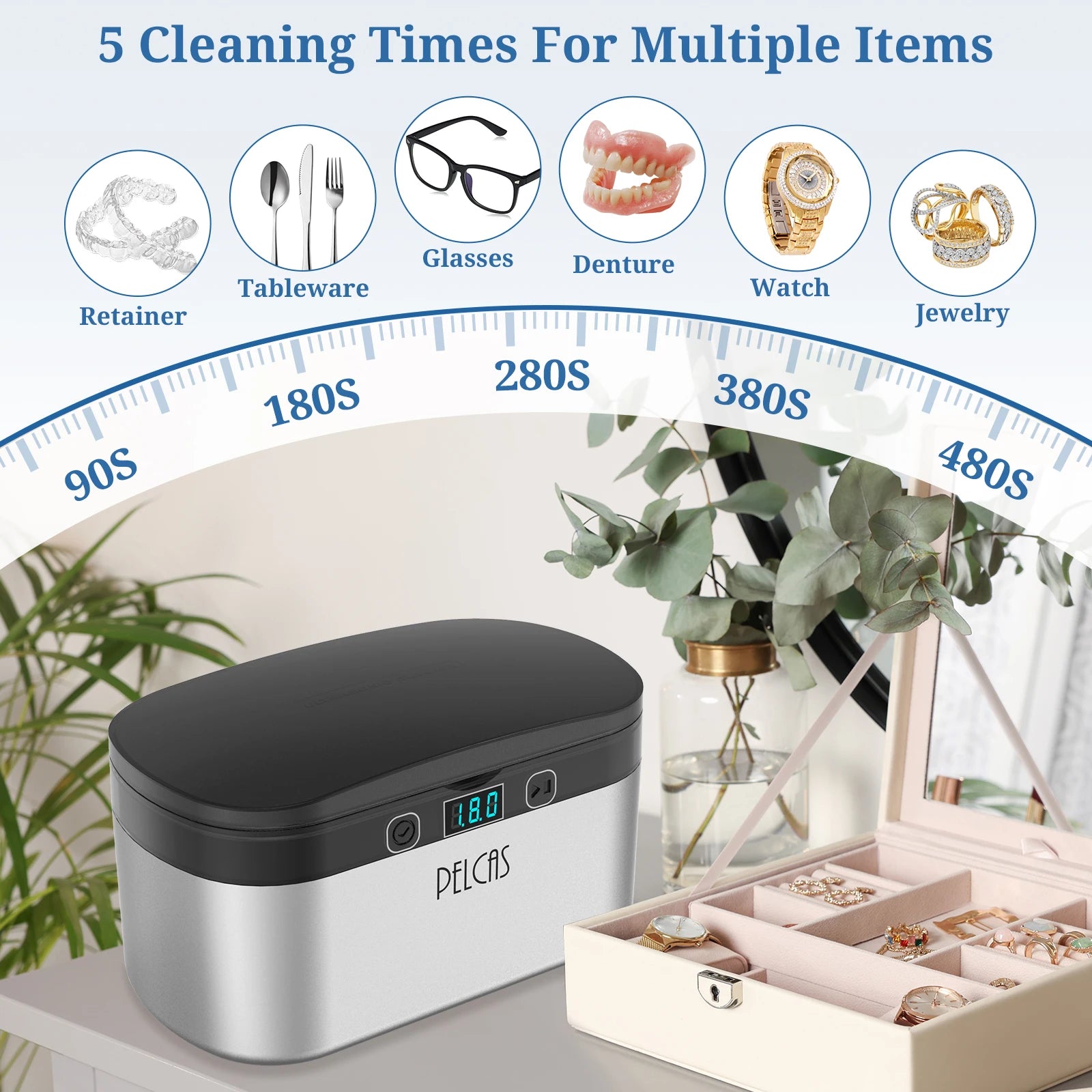 500ml Portable Electric Ultrasonic Cleaner – Mini Household Machine for Watches, Jewellery & Glasses