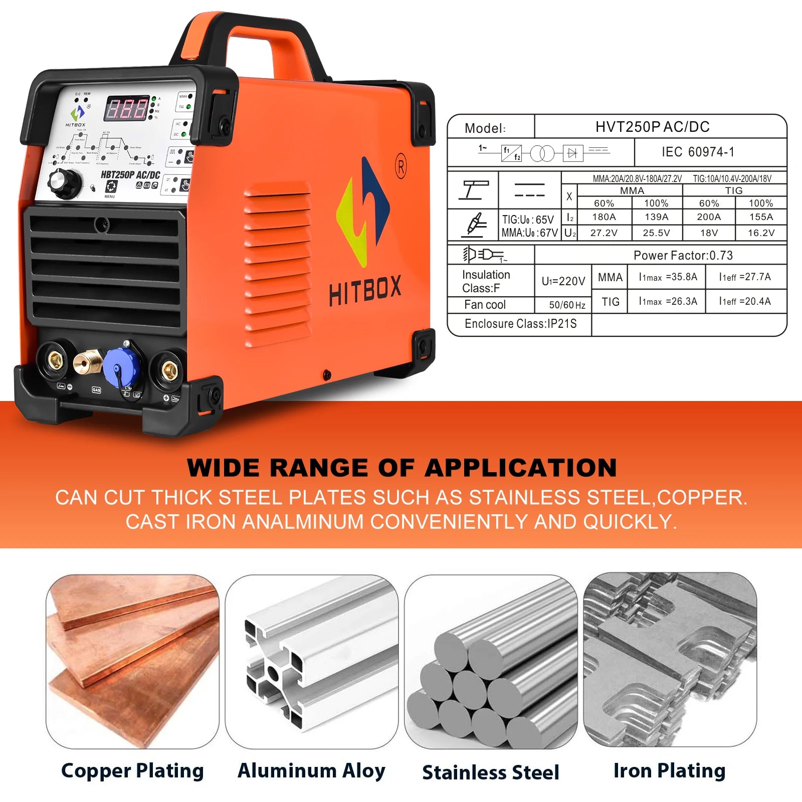 HITBOX HBT250P AC/DC TIG Welding Machine for Aluminium and Steel