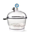 Laboratory Plastic Vacuum Dryer Desiccator with Cover, Double Valve & Pressure Gauge