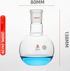 Meiwlaby 200ml Borosilicate Glass Flat-Bottom Boiling Flask Single Neck with Standard Ground Joint  24/29