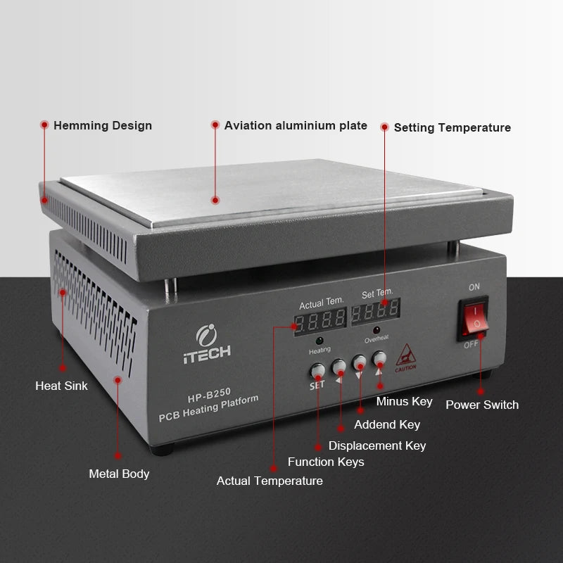 ITECH Digital Temperature Control Heating Platform | 400 W Constant-Temperature Heating Table | 0–400 °C | 150 × 150 mm