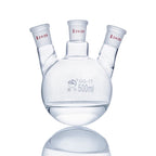 Borosilicate Glass Three-Neck Round-Bottom Boiling Flask with Straight Side Joints for Laboratory Distillation