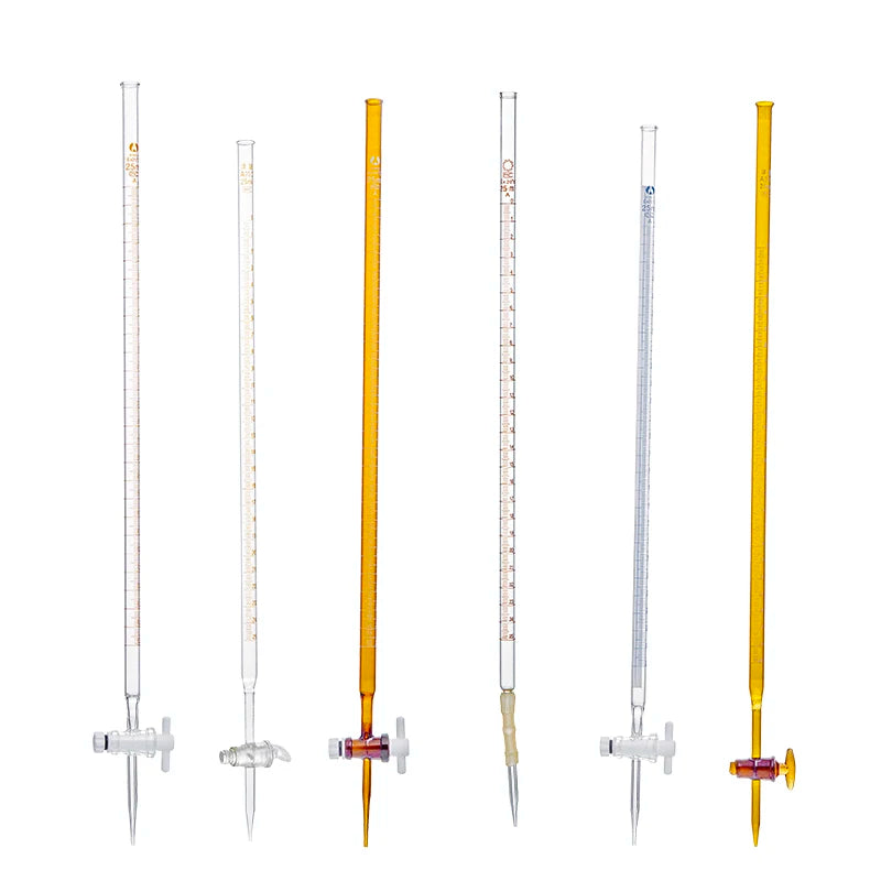 Class A Borosilicate Glass Burette with PTFE Stopcock – 5ml, 10ml, 25ml, 50ml, Acid & Alkali Resistant
