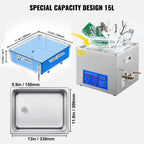 15L Professional Ultrasonic Cleaner with Digital Timer & Heater – 40kHz Advanced Ultrasonic Cleaning, 110V