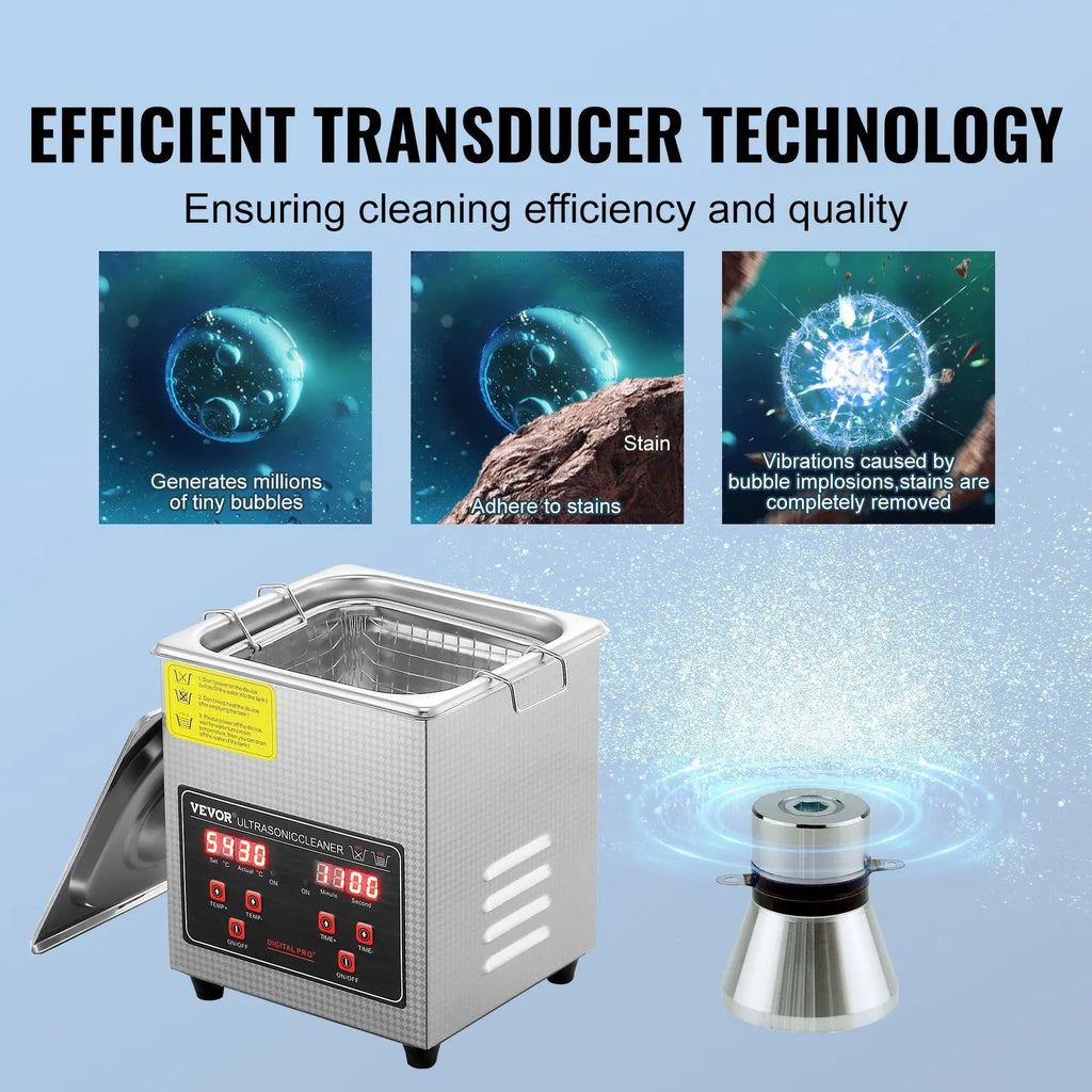 Professional Ultrasonic Cleaner with Digital Timer & Heater – Stainless Steel Jewelry Cleaning Machine