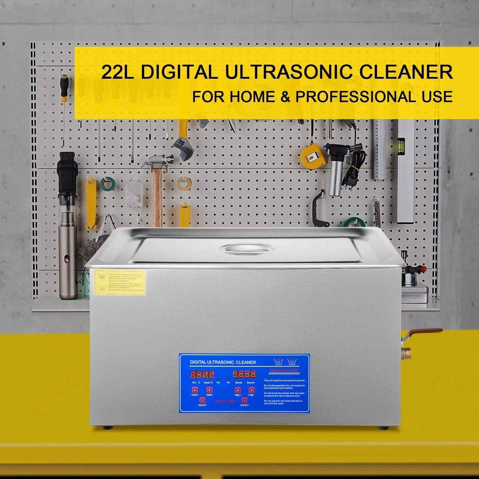 22L Industrial Ultrasonic Cleaner with Digital Timer & Heater – 40kHz Professional Cleaning, 110V
