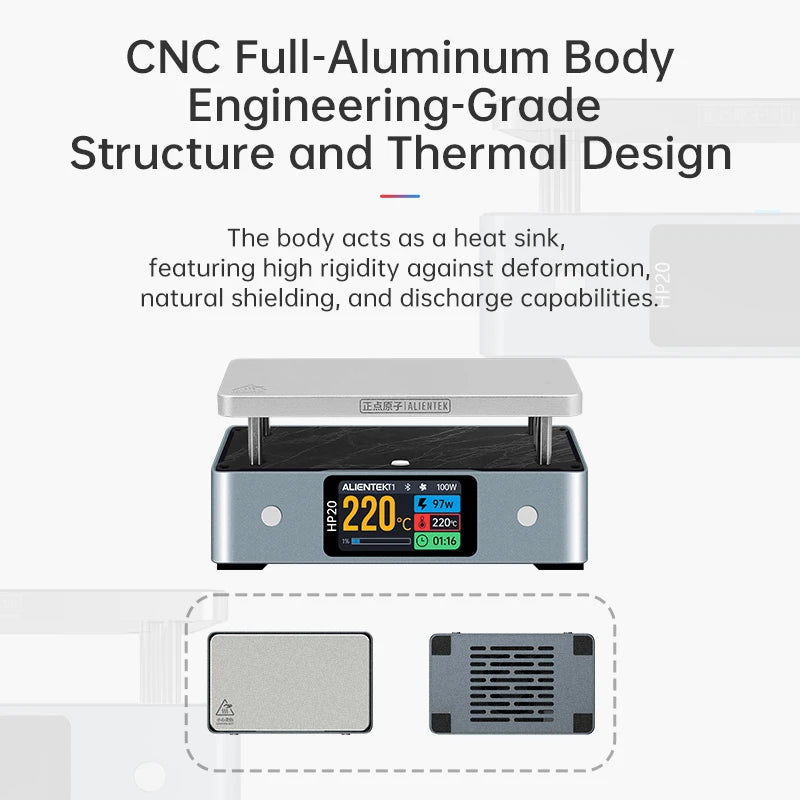 ALIENTEK HP20 Mini Digital Hot Plate – 200W Constant Temperature Preheater for Soldering, Up to 350°C