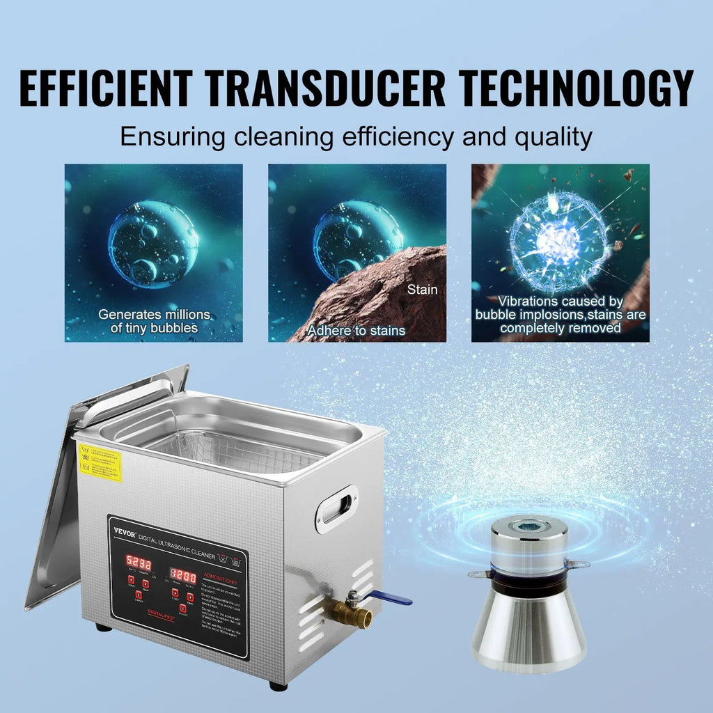 Professional Ultrasonic Cleaner with Digital Timer & Heater – Stainless Steel Heated Jewelry Cleaning Machine