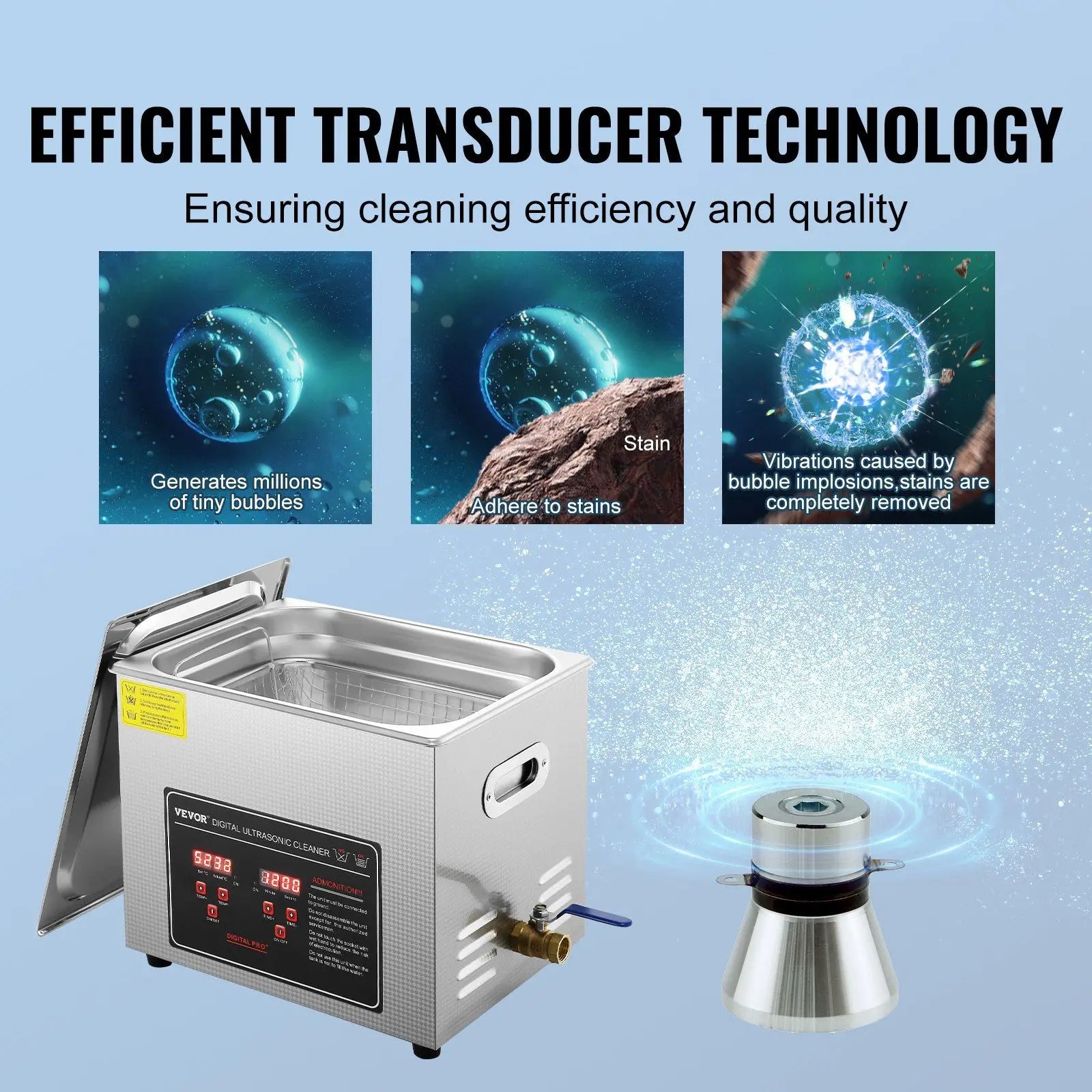 Professional Ultrasonic Cleaner with Digital Timer & Heater – Stainless Steel Heated Jewelry Cleaning Machine
