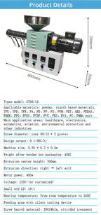 CT30 Laboratory Twin Screw Extruder Plastic Mixing Granulator Twin-Screw Granulation Machine For Powdered Biomaterial Starch