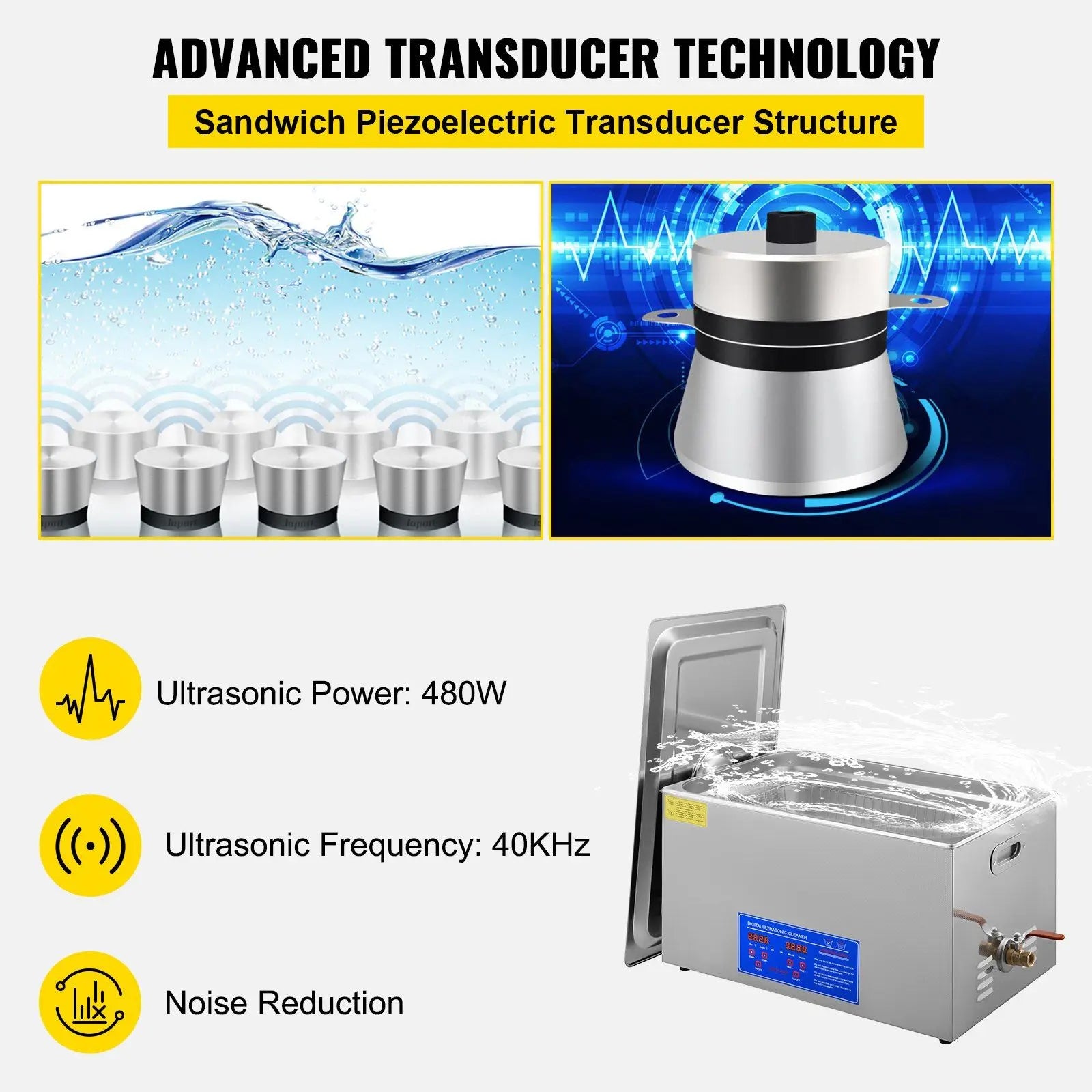 22L Industrial Ultrasonic Cleaner with Digital Timer & Heater – 40kHz Professional Cleaning, 110V