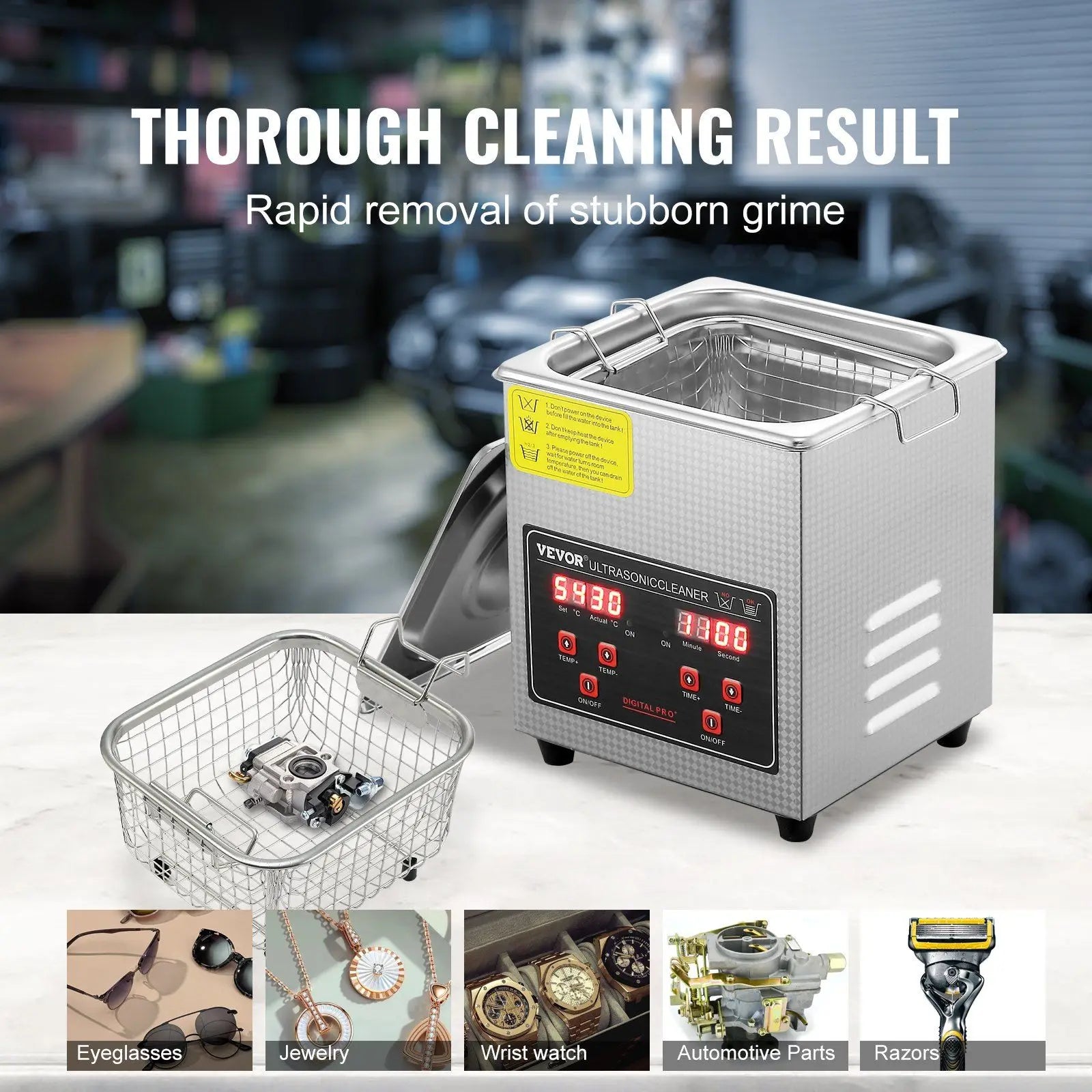 Professional Ultrasonic Cleaner with Digital Timer & Heater – Stainless Steel Jewelry Cleaning Machine