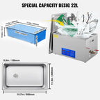 22L Industrial Ultrasonic Cleaner with Digital Timer & Heater – 40kHz Professional Cleaning, 110V